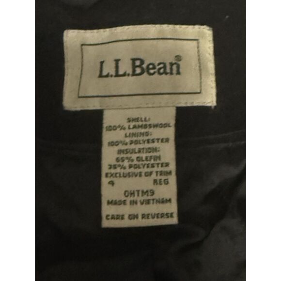 Vtg LLBean Wool Pea Coat Black Classic Double Breasted Button Thinsulate Women 4 - Picture 8 of 11